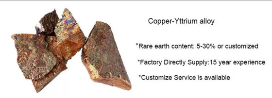 Copper Yttrium Master Alloy with 10-15% Yttrium Content for Copper Deoxidation and Grain Refinement